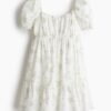H & M - Jurk met volants - Wit/Bloemen