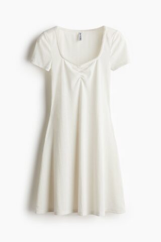 H & M - Jurk van pointelletricot - Wit