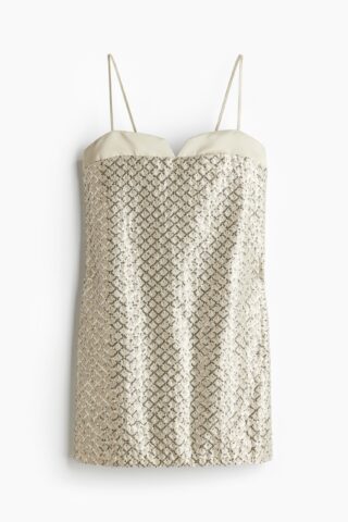 H & M - Gedecoreerde strappy jurk - Lichtbeige
