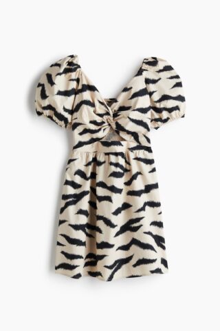 H & M - Jurk met gedraaid detail - Lichtbeige/Zebradessin