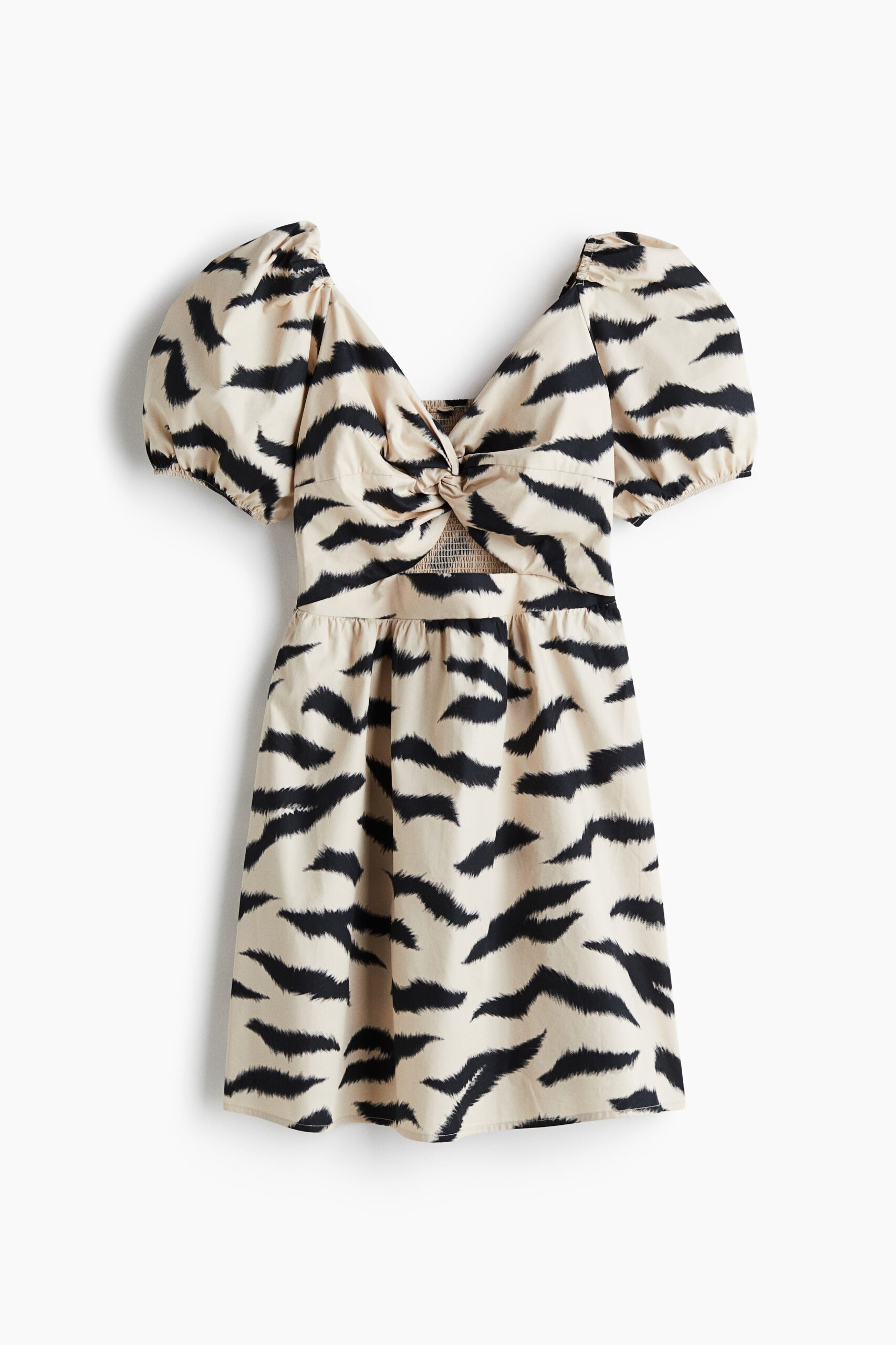 H & M - Jurk met gedraaid detail - Lichtbeige/Zebradessin