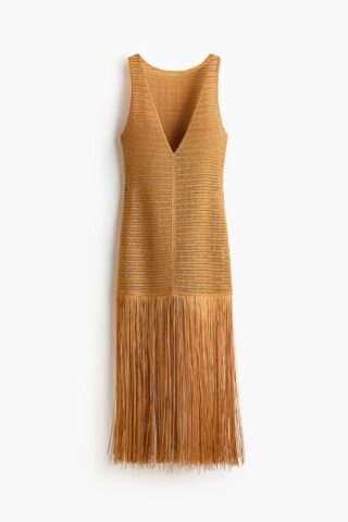 H & M - Strandjurk met franje - Mosterdgeel