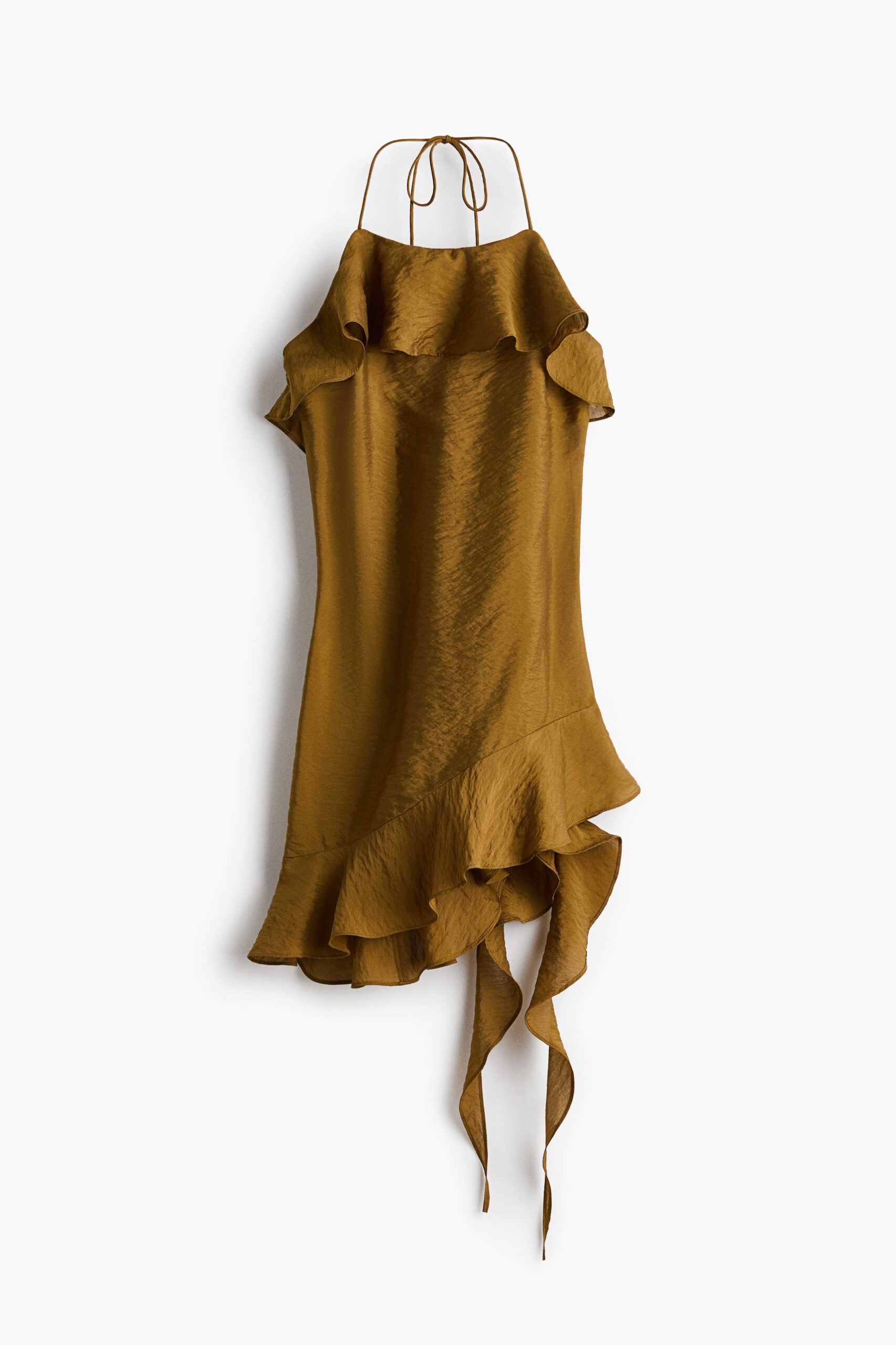 H & M - Halterjurk met volants - Donker Kakigroen