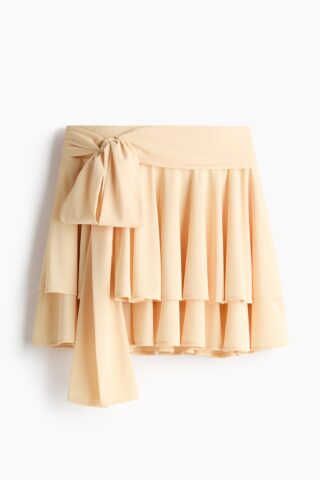 H & M - Strokenrok met strikceintuur - Lichtgeel