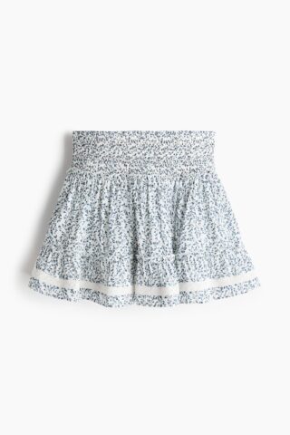 H & M - Strokenrok van viscosemix - Blauw/Bloemen