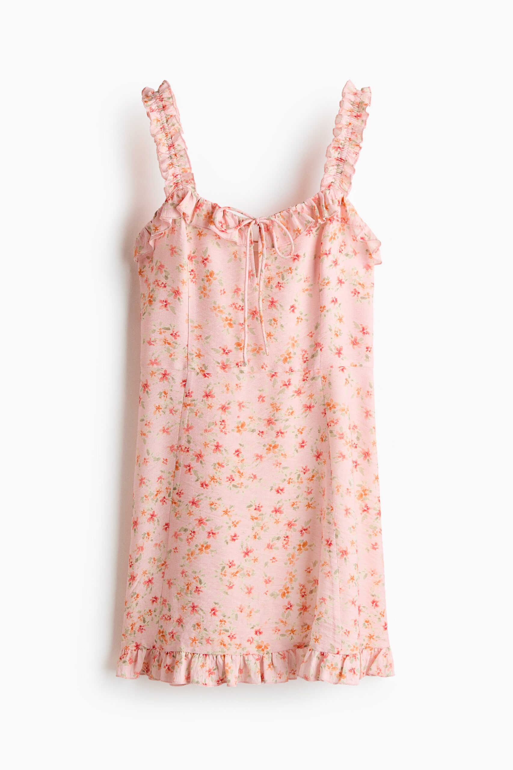 H & M - Jurk met ruches - Lichtroze/Bloemen