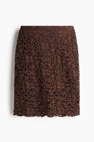 H & M - Kanten rok - Donkerbruin