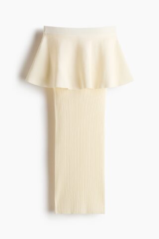 H & M - Gelaagde gebreide rok - Roomwit
