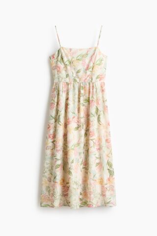 H & M - Strappy midi-jurk - Roomwit/Bloemen