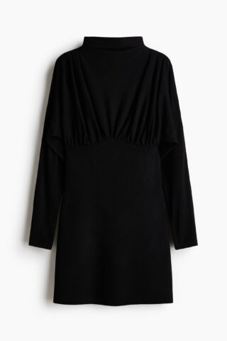 H & M - Gedrapeerde jurk met turtleneck - Zwart