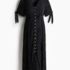 H & M - MAMA Jurk van viscose met strikceintuur - Zwart/Polkadot