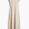 H & M - Tricot jurk met kapmouwen - Lichtbeige Gemêleerd