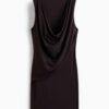 H & M - Gedrapeerde tricot jurk - Donkerbruin
