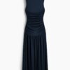 H & M - Gedrapeerde tricot jurk - Marineblauw
