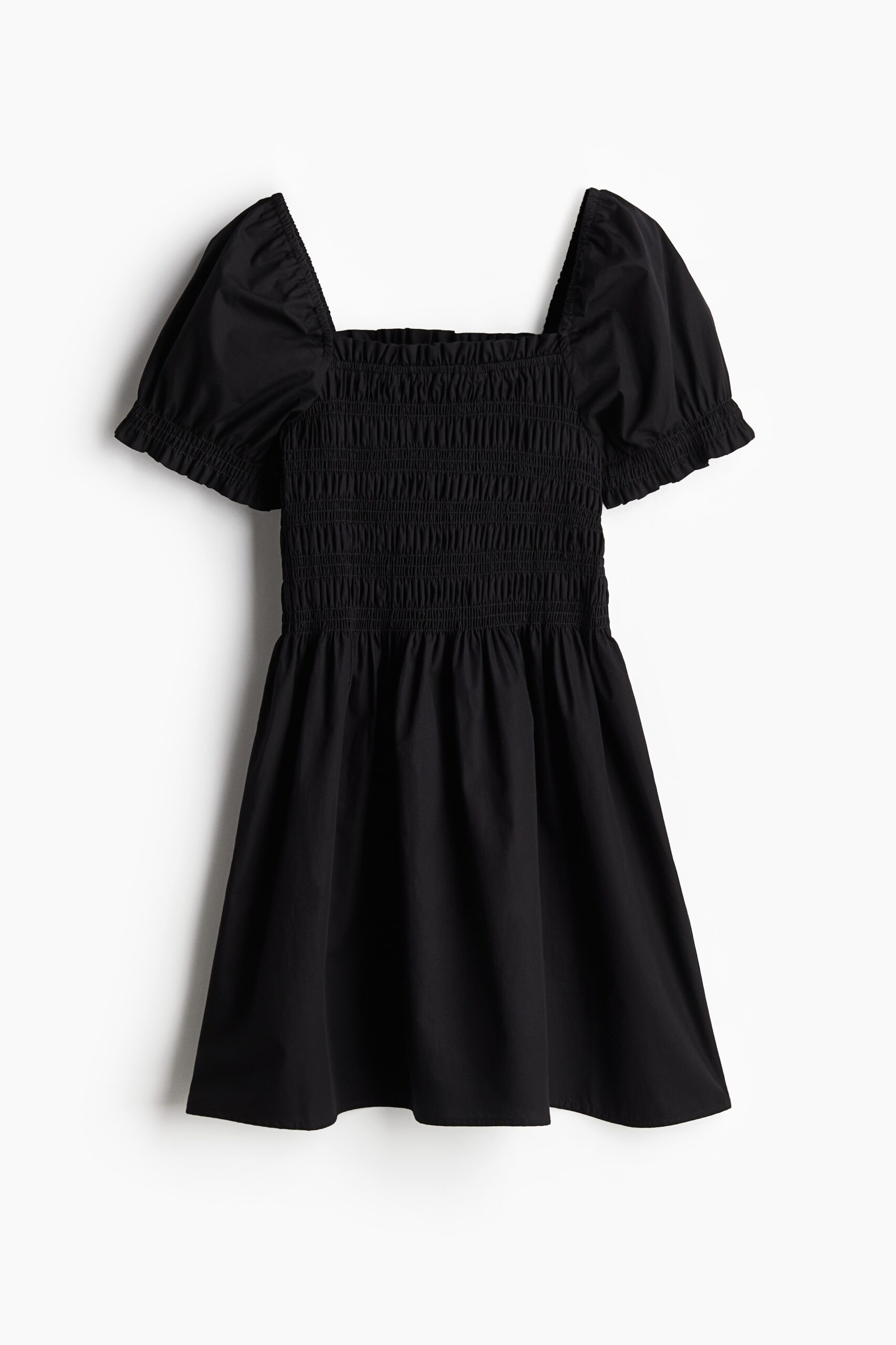 H & M - Gesmokte jurk van popeline - Zwart