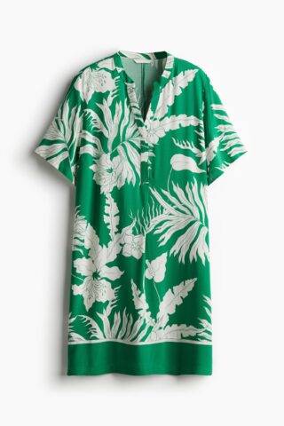 H & M - Tuniekjurk van viscose - Groen/Witte Bloemen