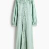 H & M - Katoenen jurk met kant - Lichtturkoois