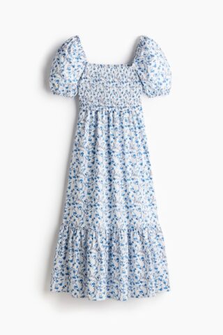 H & M - MAMA Voedingsjurk van katoenen popeline - Wit/Blauwe Bloemen