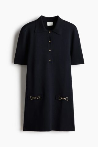 H & M - Jurk met kraag - Marineblauw