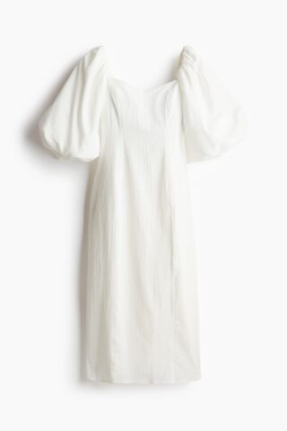 H & M - Jurk met ballonmouwen - Wit