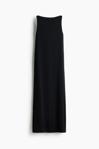 H & M - Tricot jurk met boothals - Zwart