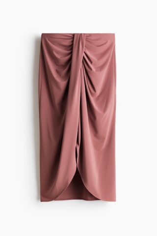 H & M - Gedrapeerde tricot rok - Dusty Donkerroze