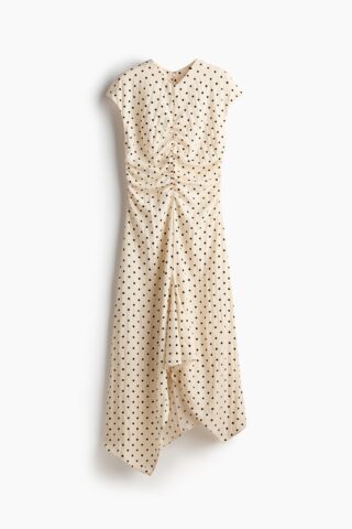 H & M - Handkerchief-jurk met kapmouwtjes - Roomwit/Polkadot