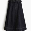 H & M - Denim A-linerok - Donker Denimblauw