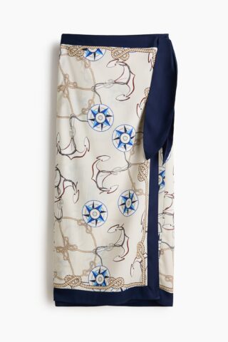 H & M - Overslagrok van lyocell - Roomwit/Ankers