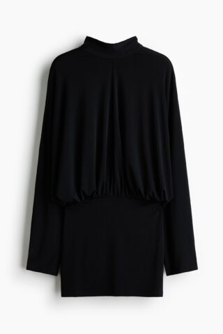 H & M - Jurk met strikbanden en vleermuismouwen - Zwart
