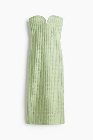 H & M - Bandeaujurk van structuurtricot - Lichtgroen
