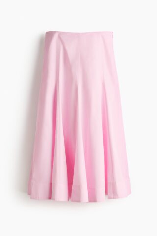 H & M - Uitlopende rok van katoenen popeline - Lichtroze