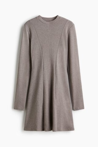 H & M - Gebreide mini-jurk - Greige Gemêleerd