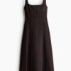 H & M - Denim midi-jurk - Donkerbruin