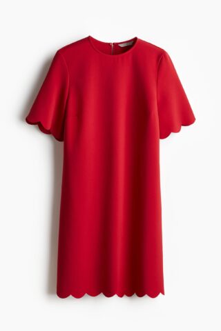 H & M - Jurk met golvende randen - Rood