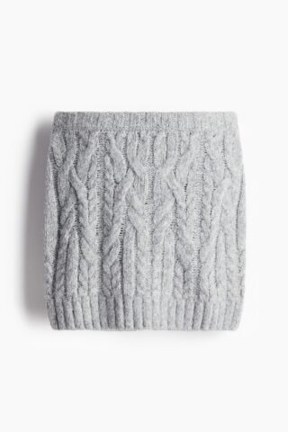 H & M - Kabelgebreide rok - Lichtgrijs Gemêleerd