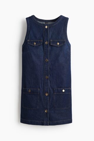 H & M - Mouwloze denim jurk - Donker Denimblauw