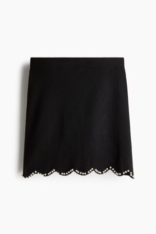 H & M - Gebreide rok met kralen - Zwart