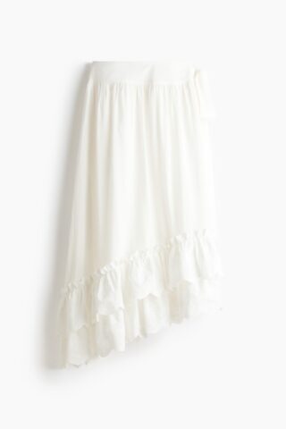 H & M - Rok met volants en borduursel - Wit