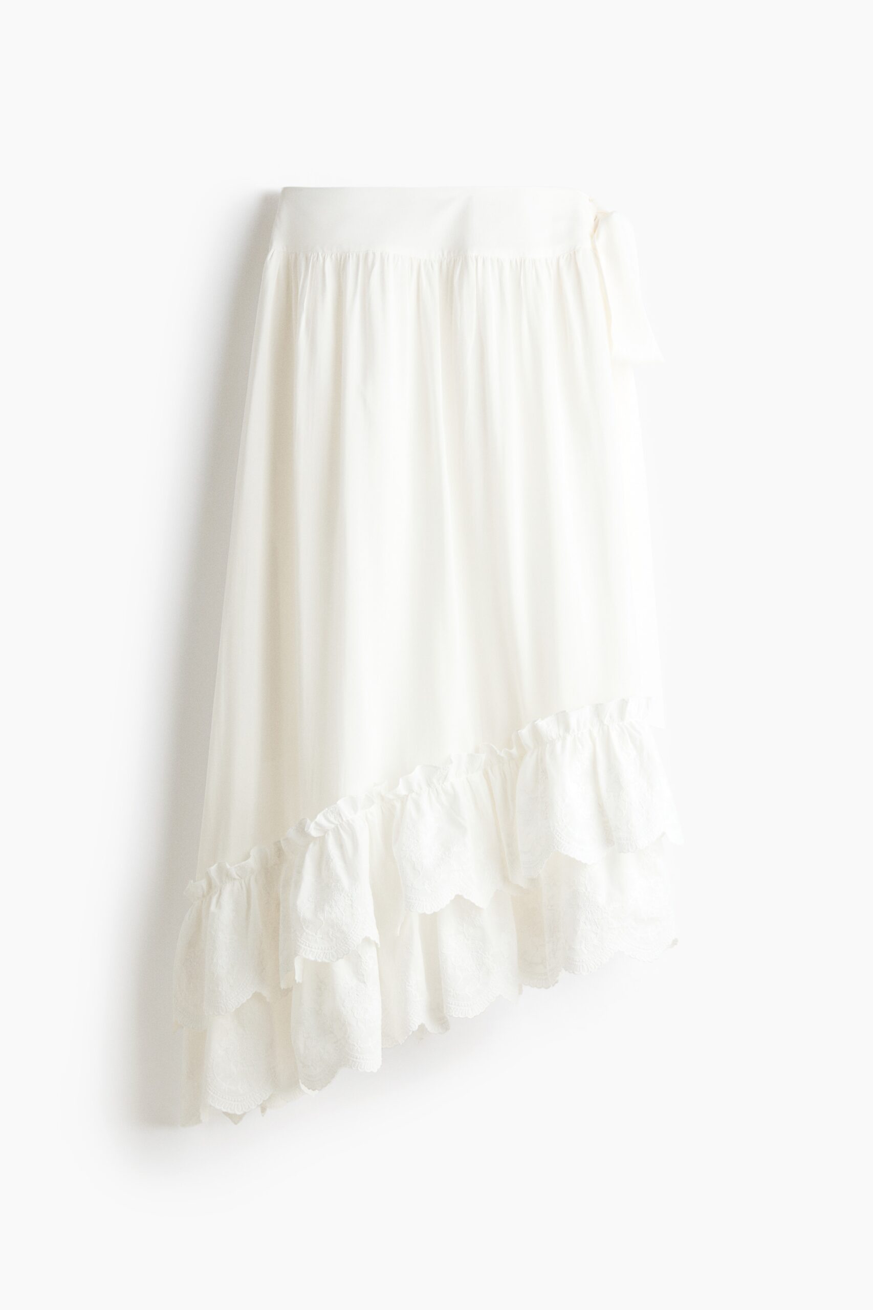 H & M - Rok met volants en borduursel - Wit