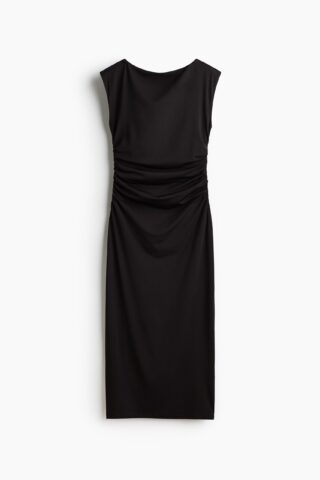 H & M - Jurk met kapmouwtjes - Donkerbruin