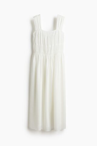 H & M - Jurk met smokwerk - Wit
