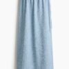 H & M - Rok van structuurtricot - Blauw/Gestreept