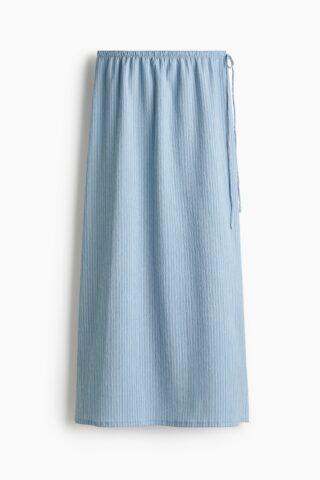 H & M - Rok van structuurtricot - Blauw/Gestreept