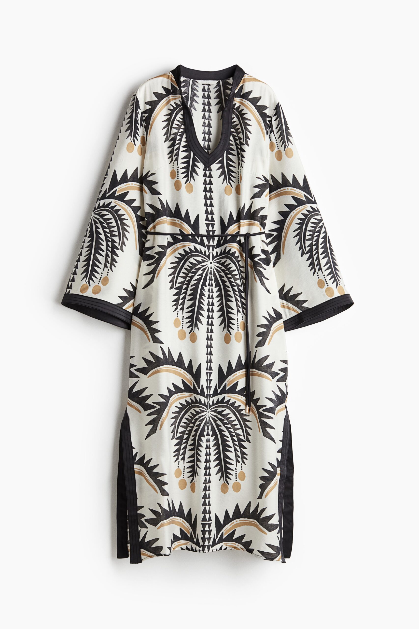 H & M - Tuniekjurk met strikceintuur - Wit/Palmbomen H & M - Tuniekjurk met strikceintuur - Wit/Palmbomen