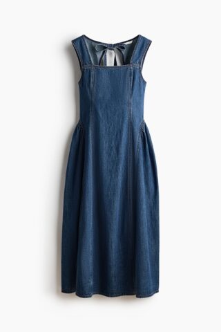 H & M - Twill jurk met uitlopende rok - Denimblauw