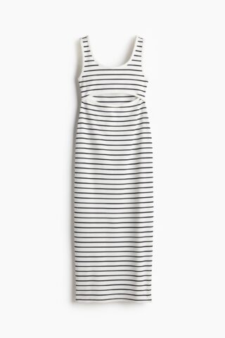 H & M - Maxi-jurk met cutout - Wit/Gestreept