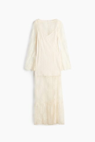 H & M - Kanten maxi-jurk - Roomwit