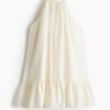 H & M - Mouwloze jurk met volants - Roomwit
