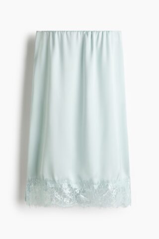 H & M - Rok met kanten bies - Lichtturkoois